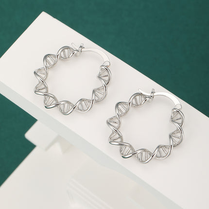 Aretes Arracadas Plateados Con Diseño De Corte, En Cobre Estilo Simple