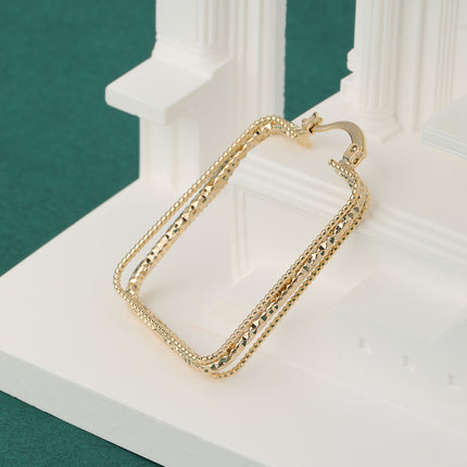 Aretes De Aro Geométrico Rectangular En Cobre De Estilo Simple