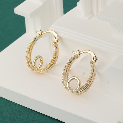Aretes Arracadas De Cobre Múltiples Capas Estilo Moderno