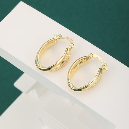 Aretes De Aros Cruzados Minimalistas, Oro De 14K Enchapado Cobre