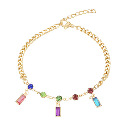 Pulsera De Acero Inoxidable Con Circonitas Multicolores De Estilo Moderno