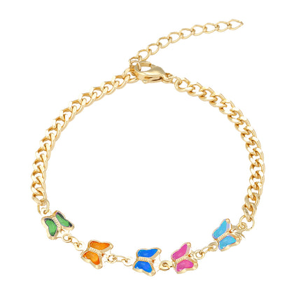 Pulsera De Acero Inoxidable Con Mariposas Multicolor Para Mujer
