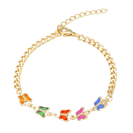 Pulsera De Acero Inoxidable Con Mariposas Multicolor Para Mujer