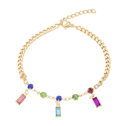 Pulsera De Acero Inoxidable Con Circonitas Multicolores De Estilo Moderno