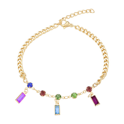 Pulsera De Acero Inoxidable Con Circonitas Multicolores De Estilo Moderno