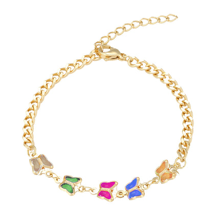 Pulsera De Acero Inoxidable Con Mariposas Multicolor Para Mujer