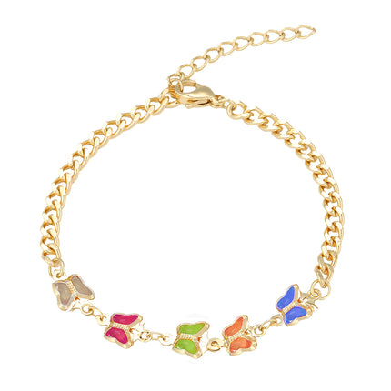 Pulsera De Acero Inoxidable Con Mariposas Multicolor Para Mujer