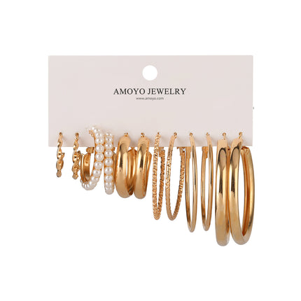 Aretes En Forma De Círculo Pendientes En Aleación Set De Simple