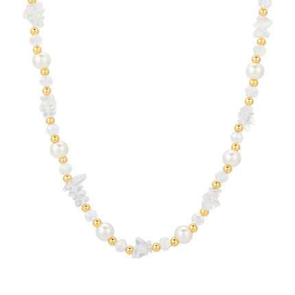 Collar De Cuentas De Piedras De Lujo Leve Con Perlas Y Diamantes De Moda