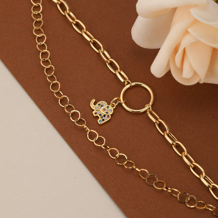 Pulsera De Cadena Con Elefante Y Cierre De Aro, De Acero Inoxidable