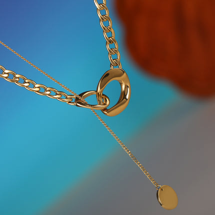 Collar De Cadena Plana Ovalada Con Lentejuelas De Tamaño Irregular De Acero Inoxidable