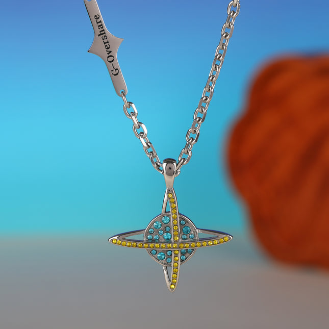 Collar De INS De Acero Inoxidable De Océano Con Anillo De Circón Con Diseño De Nicho