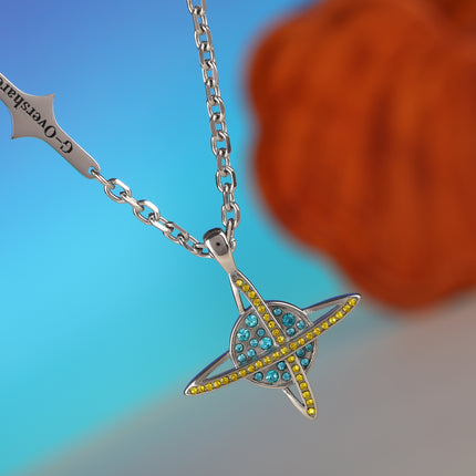 Collar De INS De Acero Inoxidable De Océano Con Anillo De Circón Con Diseño De Nicho