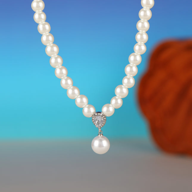 Collar Geométrico De Perlas Vintage Con Colgante De Circón En Forma De Gota De Moda