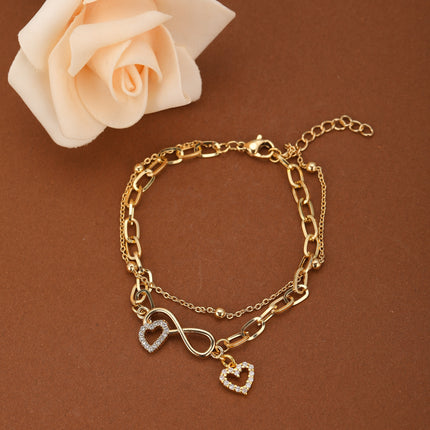 Pulsera De Cadena Colgante De Corazón Y De Mariposa, Estilo Elegante