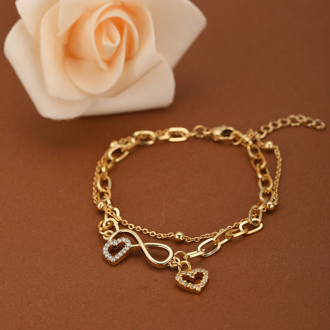 Pulsera De Cadena Colgante De Corazón Y De Mariposa, Estilo Elegante