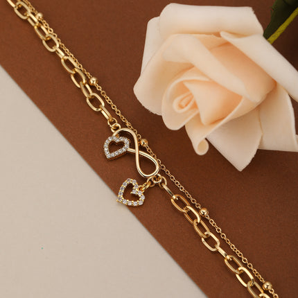 Pulsera De Cadena Colgante De Corazón Y De Mariposa, Estilo Elegante