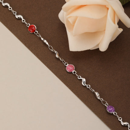 Pulsera De Acero Inoxidable Con Piedras De Arena Dorada Colorido