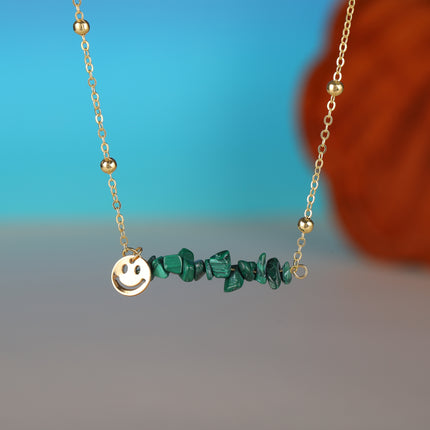 Collar Con Diseño Sencillo De Piedra Natural Verde Para Mujer De Aleación
