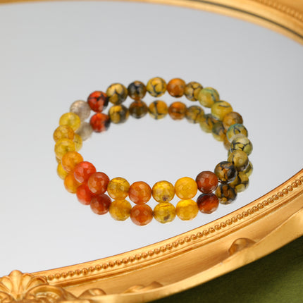 Pulsera De Piedras Ámbar Multicara Con Diseño Elegante Y Moderno
