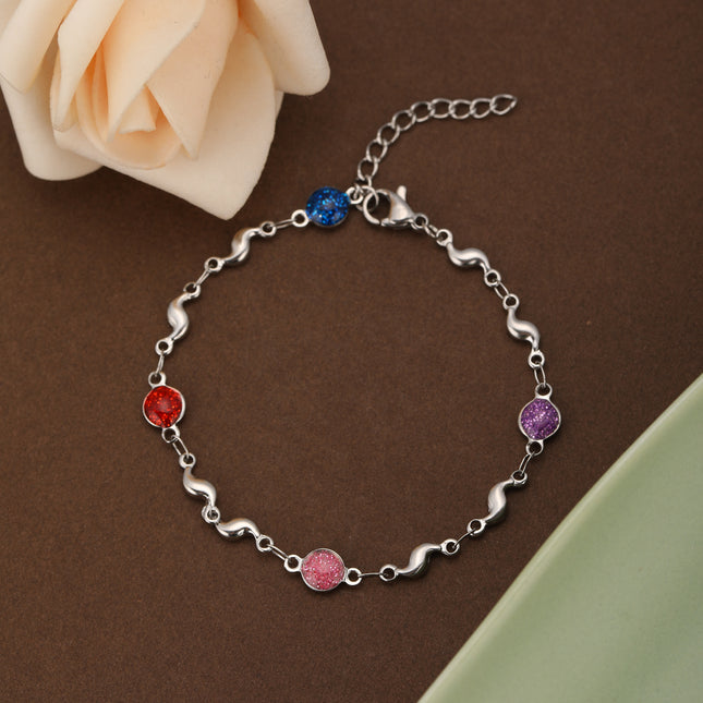 Pulsera De Acero Inoxidable Con Piedras De Arena Dorada Colorido