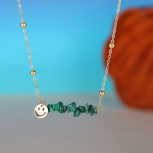 Collar Con Diseño Sencillo De Piedra Natural Verde Para Mujer De Aleación