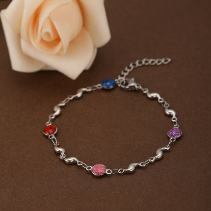 Pulsera De Acero Inoxidable Con Piedras De Arena Dorada Colorido
