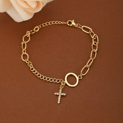 Pulsera De Cadena Minimalista Con Anillo, Estilo Moderno Y Chic