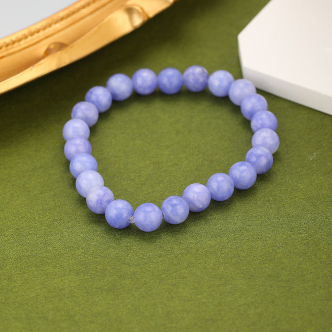 Pulsera De Cuentas Redondas En Color Púrpura Y Aleación Diseño Simple