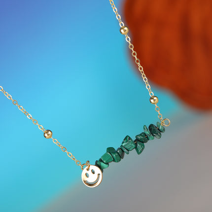 Collar Con Diseño Sencillo De Piedra Natural Verde Para Mujer De Aleación