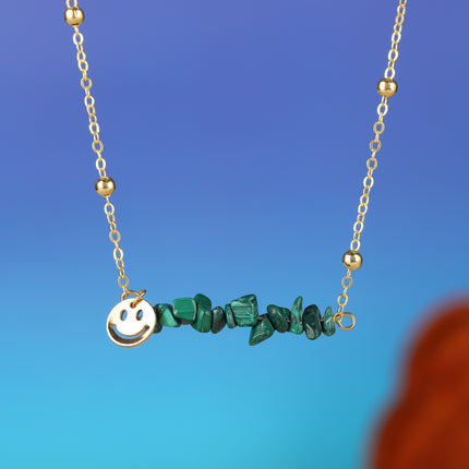 Collar Con Diseño Sencillo De Piedra Natural Verde Para Mujer De Aleación