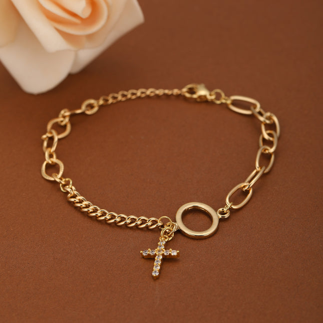 Pulsera De Cadena Minimalista Con Anillo, Estilo Moderno Y Chic