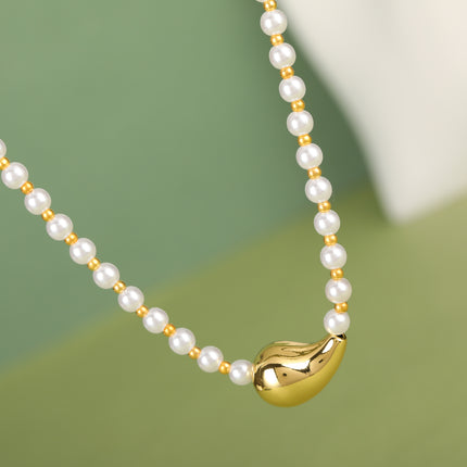 Collar De Perlas Sencillo Con Colgante En Forma De Gota Único De Moda Casual