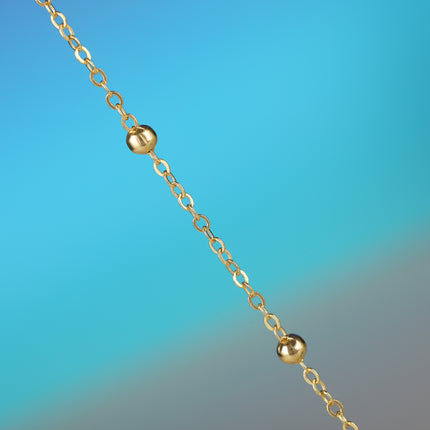 Collar De Cadena Plana De Doble Capa Con Colgante De Concha Redonda Con B Interior