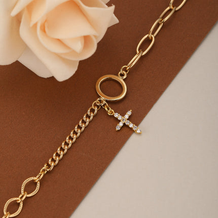 Pulsera De Cadena Minimalista Con Anillo, Estilo Moderno Y Chic