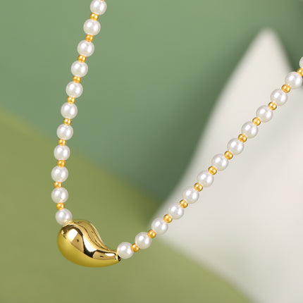 Collar De Perlas Sencillo Con Colgante En Forma De Gota Único De Moda Casual