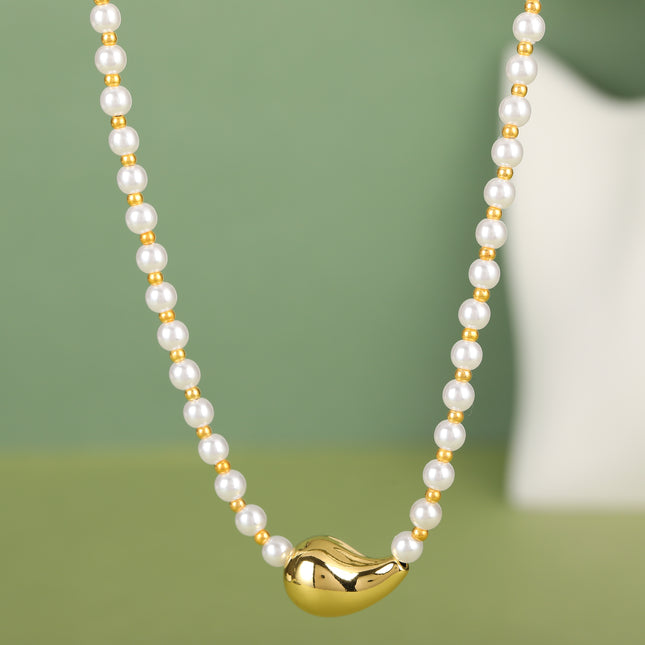 Collar De Perlas Sencillo Con Colgante En Forma De Gota Único De Moda Casual
