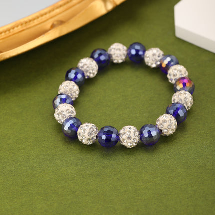 Pulsera De Cristal Con Diseño Moderno En Colores Azul Oscuro Y Blanco