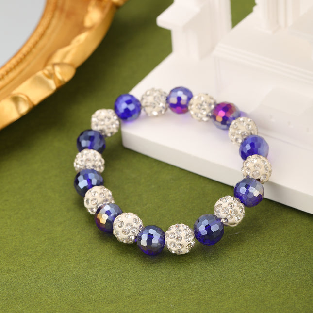 Pulsera De Cristal Con Diseño Moderno En Colores Azul Oscuro Y Blanco