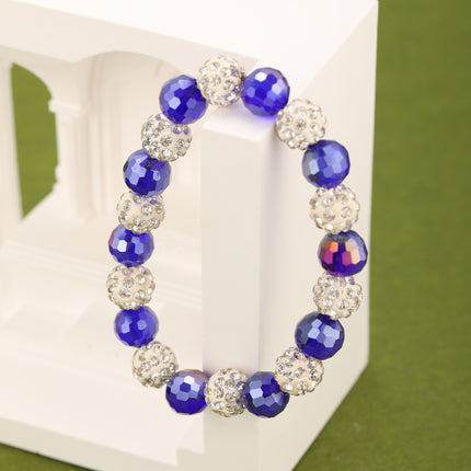 Pulsera De Cristal Con Diseño Moderno En Colores Azul Oscuro Y Blanco