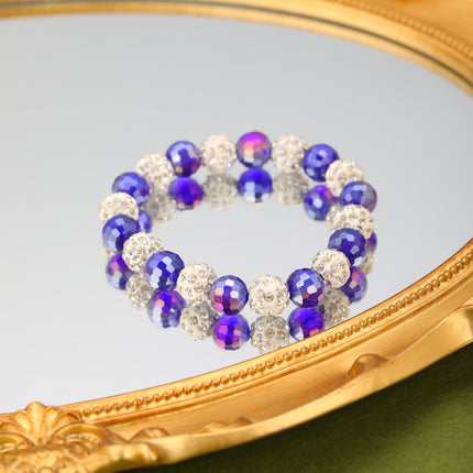 Pulsera De Cristal Con Diseño Moderno En Colores Azul Oscuro Y Blanco