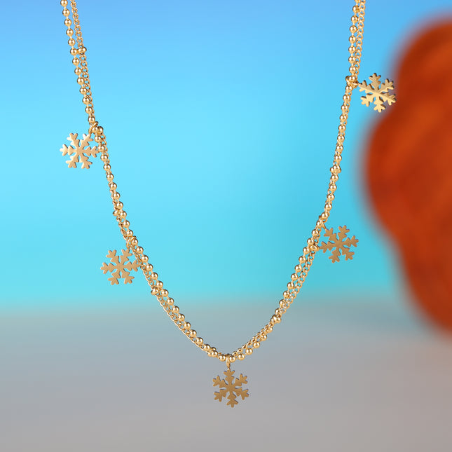 Collar Multicapa De Acero Inoxidable Con Colgantes En Forma De Copo