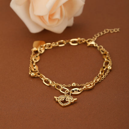 Pulsera Con Colgante De Corazón Y Cadena De Anillos Y Nariz De Cerdo