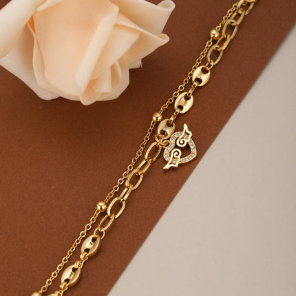 Pulsera Con Colgante De Corazón Y Cadena De Anillos Y Nariz De Cerdo