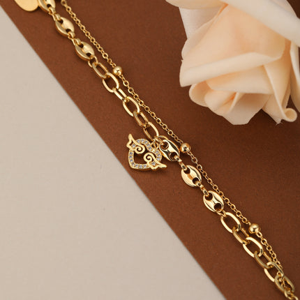 Pulsera Con Colgante De Corazón Y Cadena De Anillos Y Nariz De Cerdo