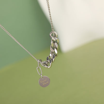 Collar De Acero Inoxidable Con Colgante De Perla Con Marca Redonda De Lujo Pequeño Ligero