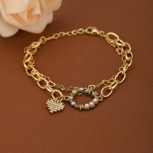 Collar De Acero Inoxidable Con Corazón, Círculo Y Zirconia Incrustada