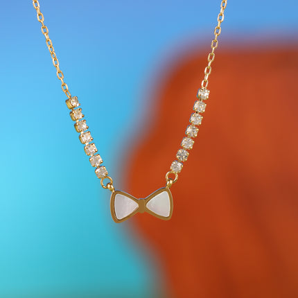 Collar Sencillo De Lazo De Concha Blanca Con Cadenas De Garras Casual De Acero Inoxidable
