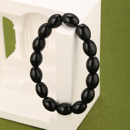 Pulsera De Cuentas Con Ónix Negro Diseño Ovalado Y Estilo Sencillo