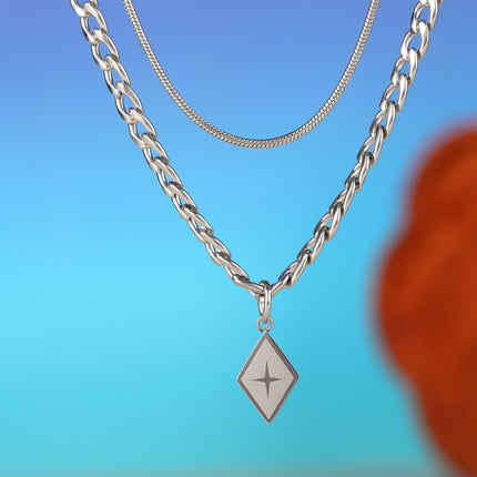Collar De Acero Inoxidable Con Elementos Poligonales Personalizados De Moda De Doble Capa